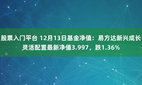 股票入门平台 12月13日基金净值：易方达新兴成长灵活配置最新净值3.997，跌1.36%