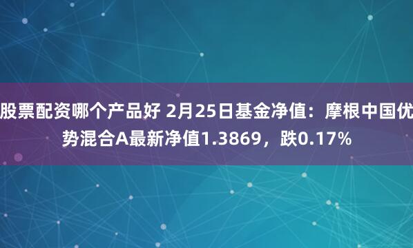股票配资哪个产品好 2月25日基金净值：摩根中国优势混合A最新净值1.3869，跌0.17%