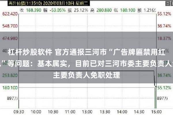 杠杆炒股软件 官方通报三河市“广告牌匾禁用红蓝黑底色”等问题：基本属实，目前已对三河市委主要负责人免职处理