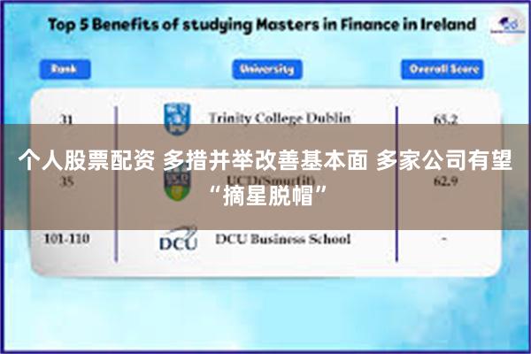个人股票配资 多措并举改善基本面 多家公司有望“摘星脱帽”